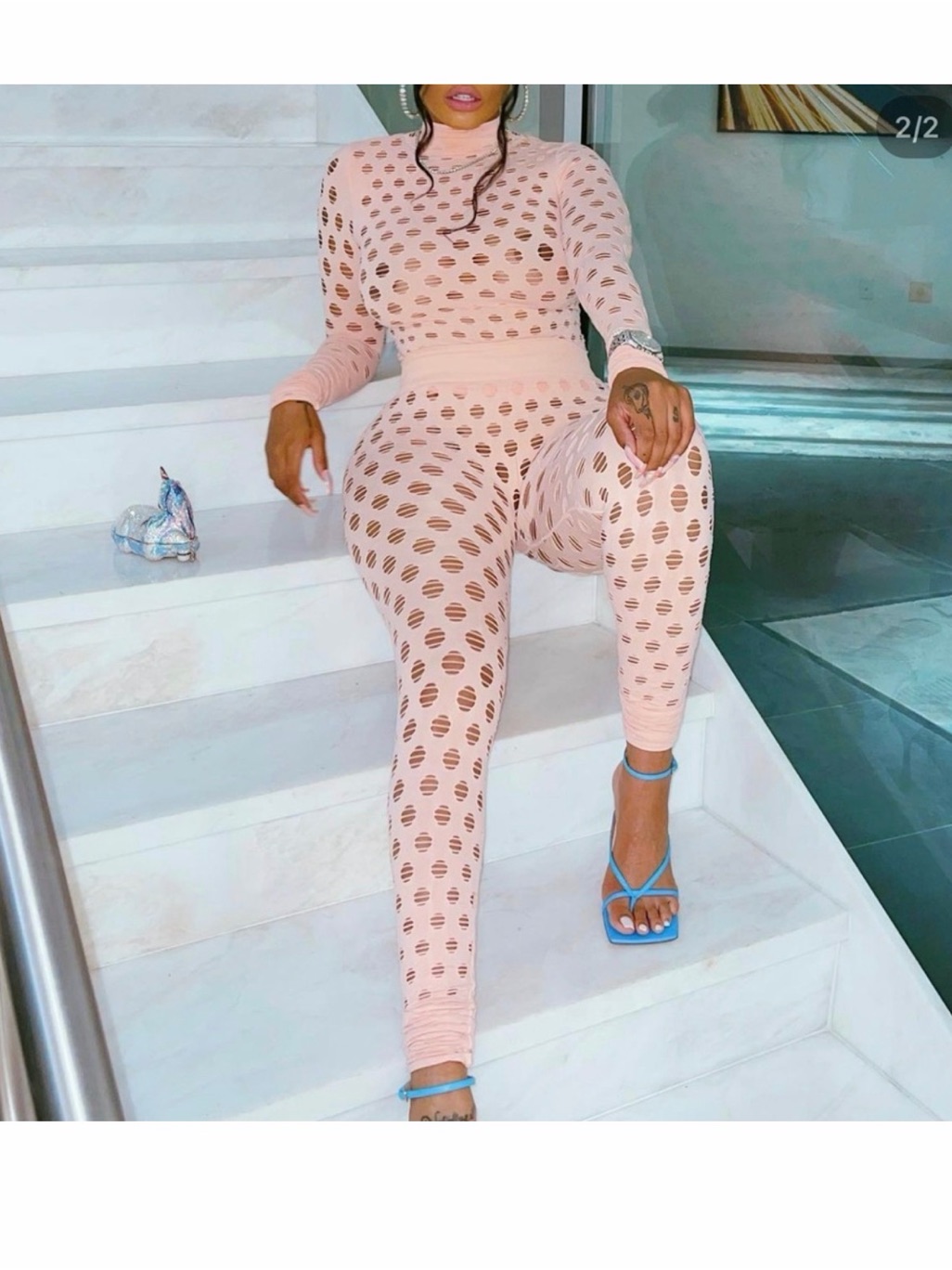 Women’s Peach Cutout High-Waist Leggings Set
